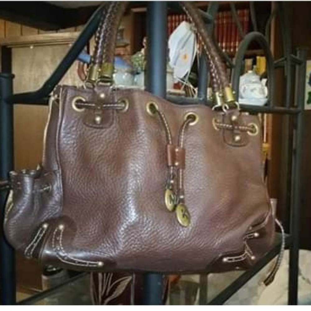 Michael Kors drawstring leather satchel bag, mediu